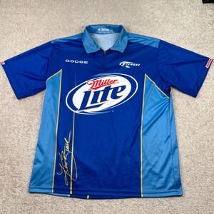 Simpson Mens XL Nascar Miller Lite Kurt Busch Penske Dodge Blue Zip Crew Shirt